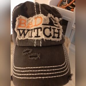 KBETHOS Distressed Black and Orange Bad Witch Baseball Hat Vintage Style